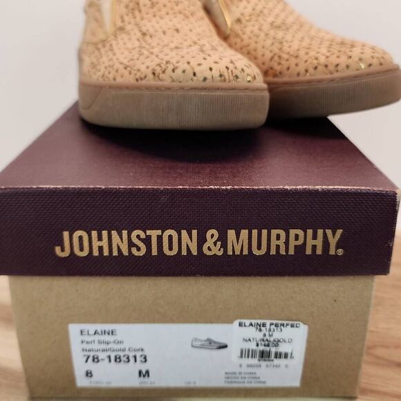 Johnston & Murphy Women's Cork Gold Metallic Slip On Loafer Shoes Size 8 - Picture 10 of 10